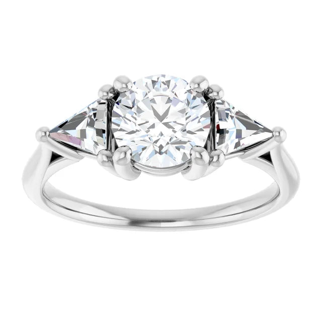 The Sophia 1.60ctw Round and Trilliant cut Lab Grown Diamond Trilogy Engagement Ring