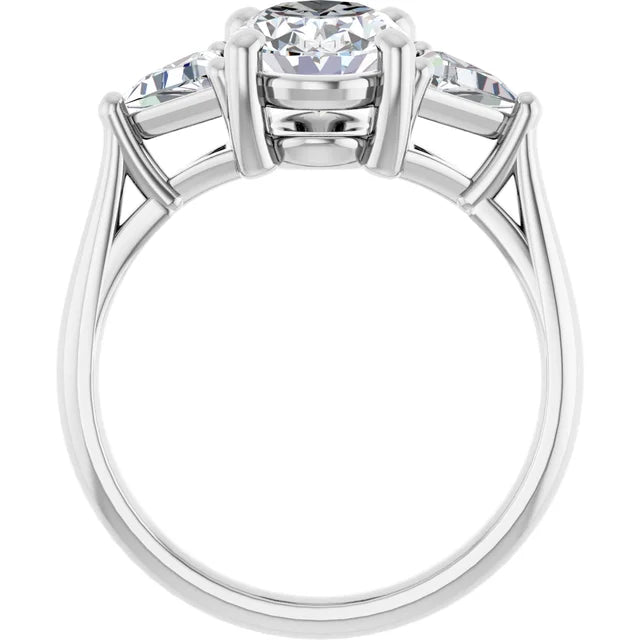 The Sophia 2.10ctw Oval and Trilliant cut Lab Grown Diamond Trilogy Engagement Ring