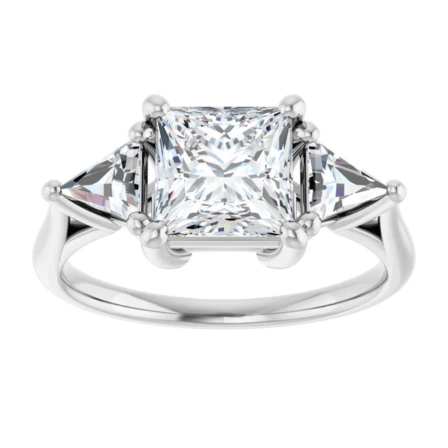 The Sophia 2.10ctw Princess and Trilliant cut Lab Grown Diamond Trilogy Engagement Ring