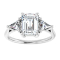 The Sophia 2.10ctw Emerald and Trilliant cut Lab Grown Diamond Trilogy Engagement Ring