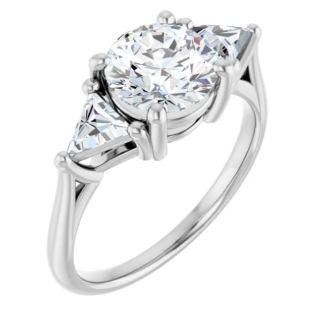 The Sophia 2.10ctw Round and Trilliant cut Lab Grown Diamond Trilogy Engagement Ring