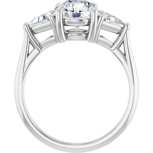 The Sophia 2.10ctw Round and Trilliant cut Lab Grown Diamond Trilogy Engagement Ring