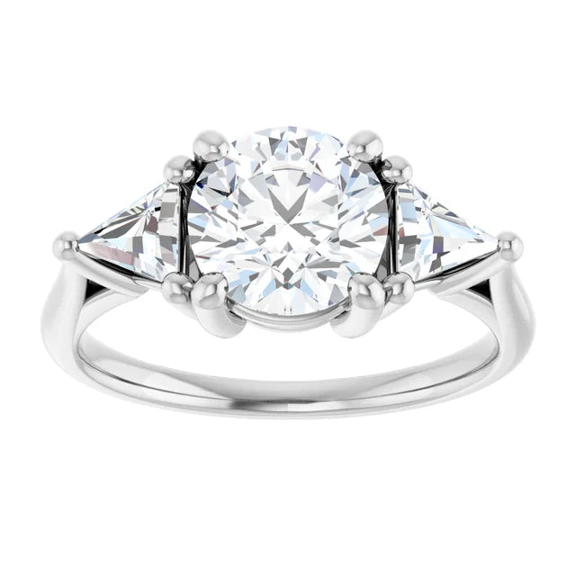 The Sophia 2.10ctw Round and Trilliant cut Lab Grown Diamond Trilogy Engagement Ring