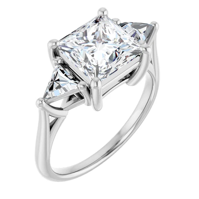 The Sophia 2.60ctw Princess and Trilliant cut Lab Grown Diamond Trilogy Engagement Ring