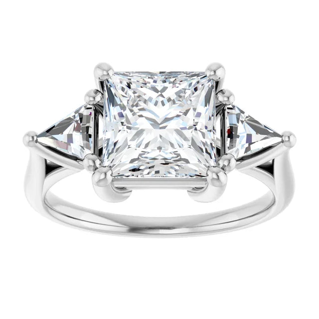 The Sophia 2.60ctw Princess and Trilliant cut Lab Grown Diamond Trilogy Engagement Ring
