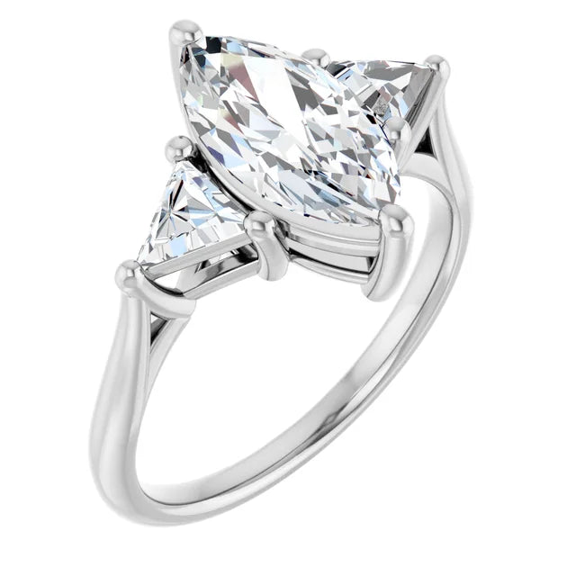 The Sophia 2.60ctw Marquise and Trilliant cut Lab Grown Diamond Trilogy Engagement Ring