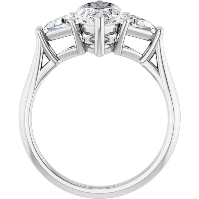 The Sophia 2.60ctw Marquise and Trilliant cut Lab Grown Diamond Trilogy Engagement Ring