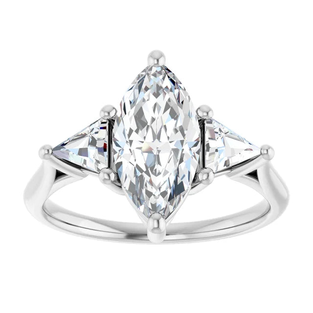 The Sophia 2.60ctw Marquise and Trilliant cut Lab Grown Diamond Trilogy Engagement Ring