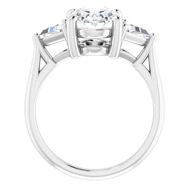 The Sophia 2.60ctw Oval and Trilliant cut Lab Grown Diamond Trilogy Engagement Ring