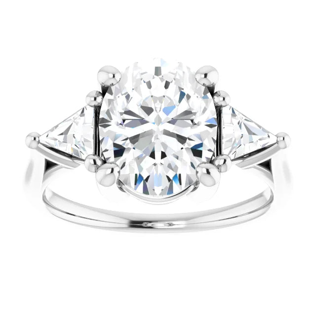 The Sophia 2.60ctw Oval and Trilliant cut Lab Grown Diamond Trilogy Engagement Ring