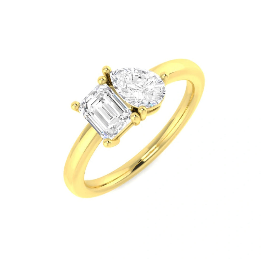 1.00ct Toi Et Moi Emerald & Pear Lab Grown Diamond Ring