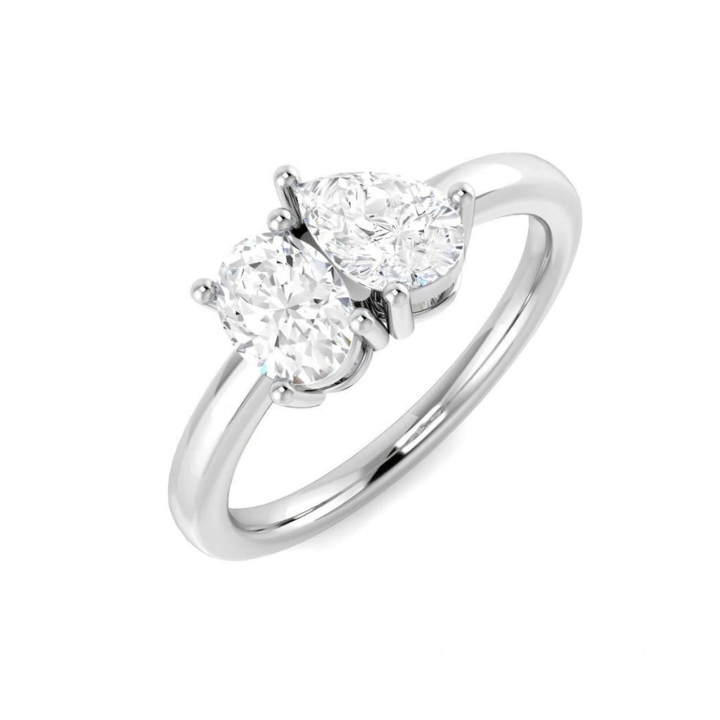 1.00ct Toi Et Moi Oval & Pear Lab Grown Diamond Ring