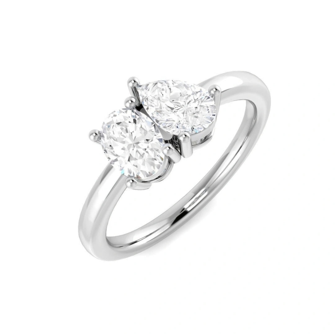 1.00ct Toi Et Moi Oval & Pear Lab Grown Diamond Ring