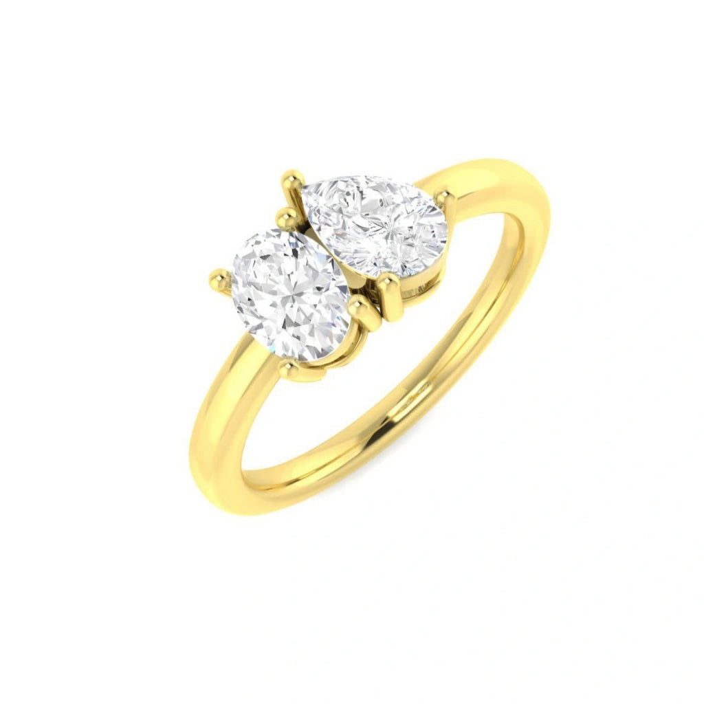 1.00ct Toi Et Moi Oval & Pear Lab Grown Diamond Ring