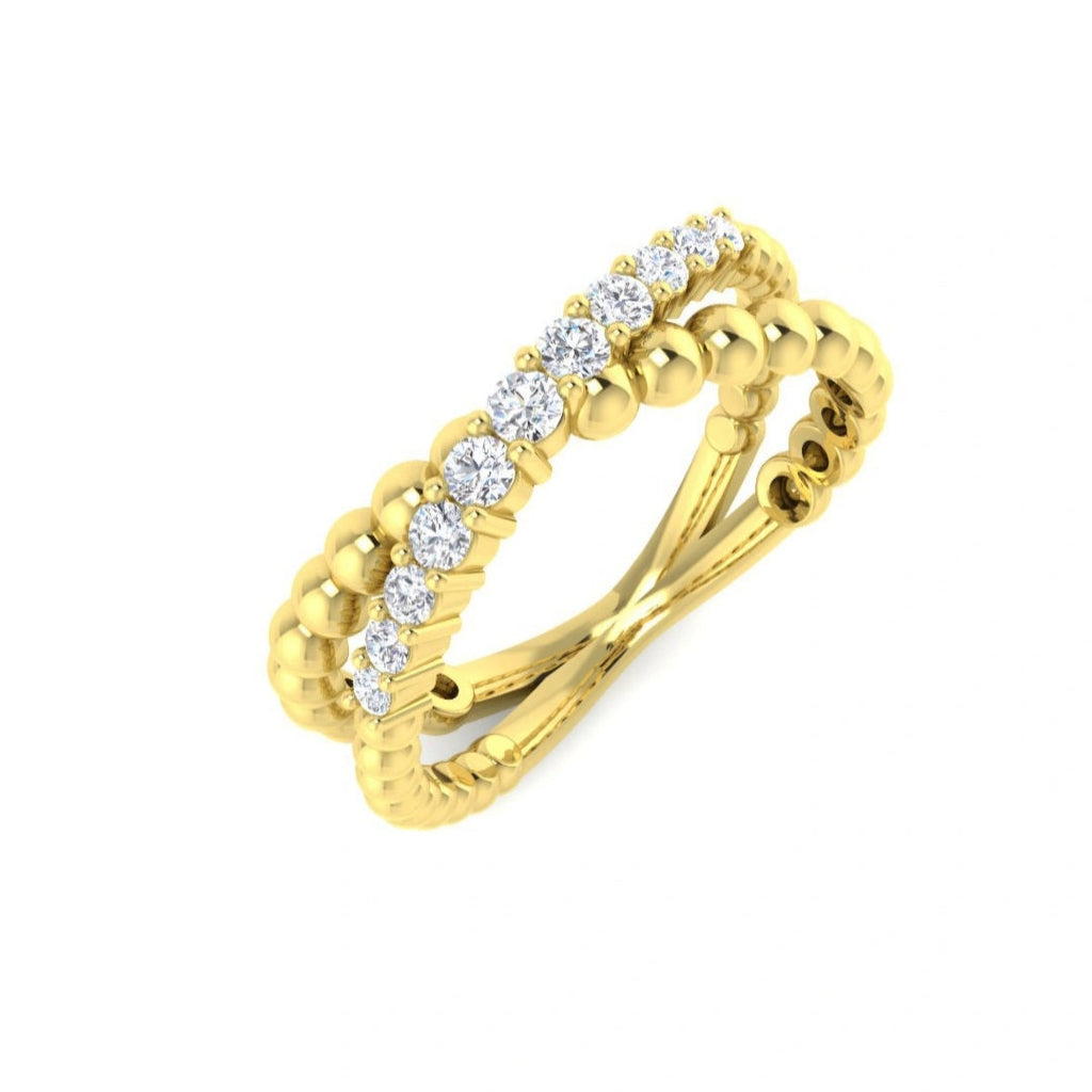 0.25ct Round Lab Grown Diamond Bead Crossover Ring