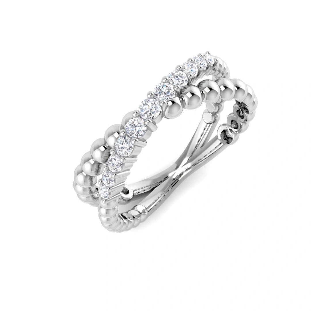 0.25ct Round Lab Grown Diamond Bead Crossover Ring