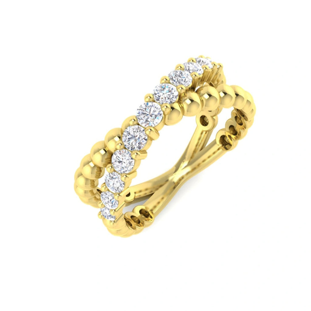 0.50ct Round Lab Grown Diamond Bead Crossover Ring