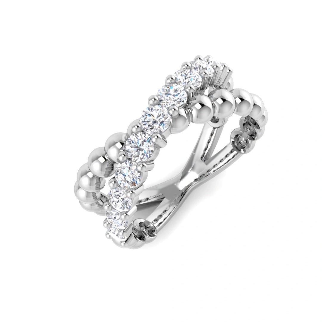 0.75ct Round Lab Grown Diamond Bead Crossover Ring