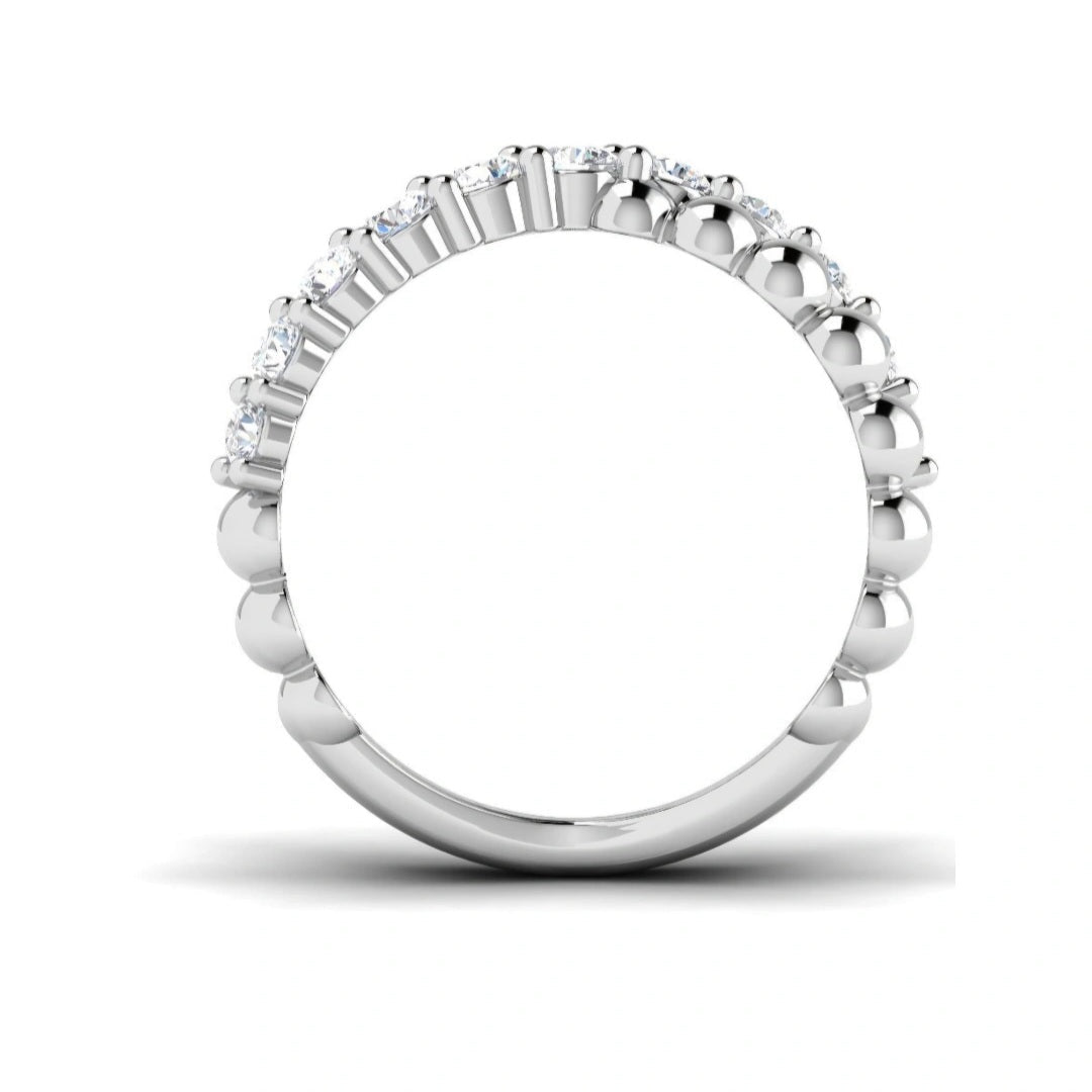 0.75ct Round Lab Grown Diamond Bead Crossover Ring