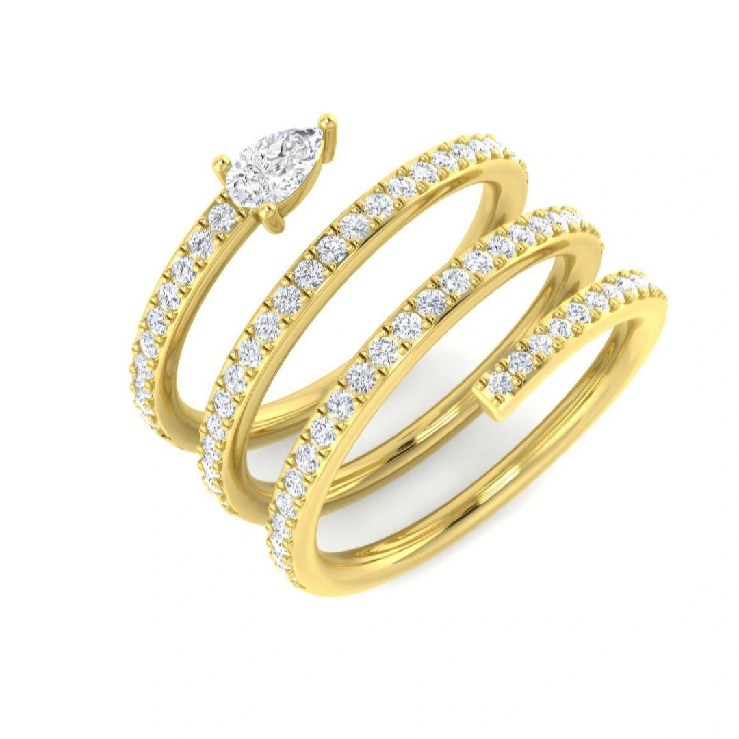 0.75ct Round Lab Grown Diamond Pear Accent Spiral Crossover Ring