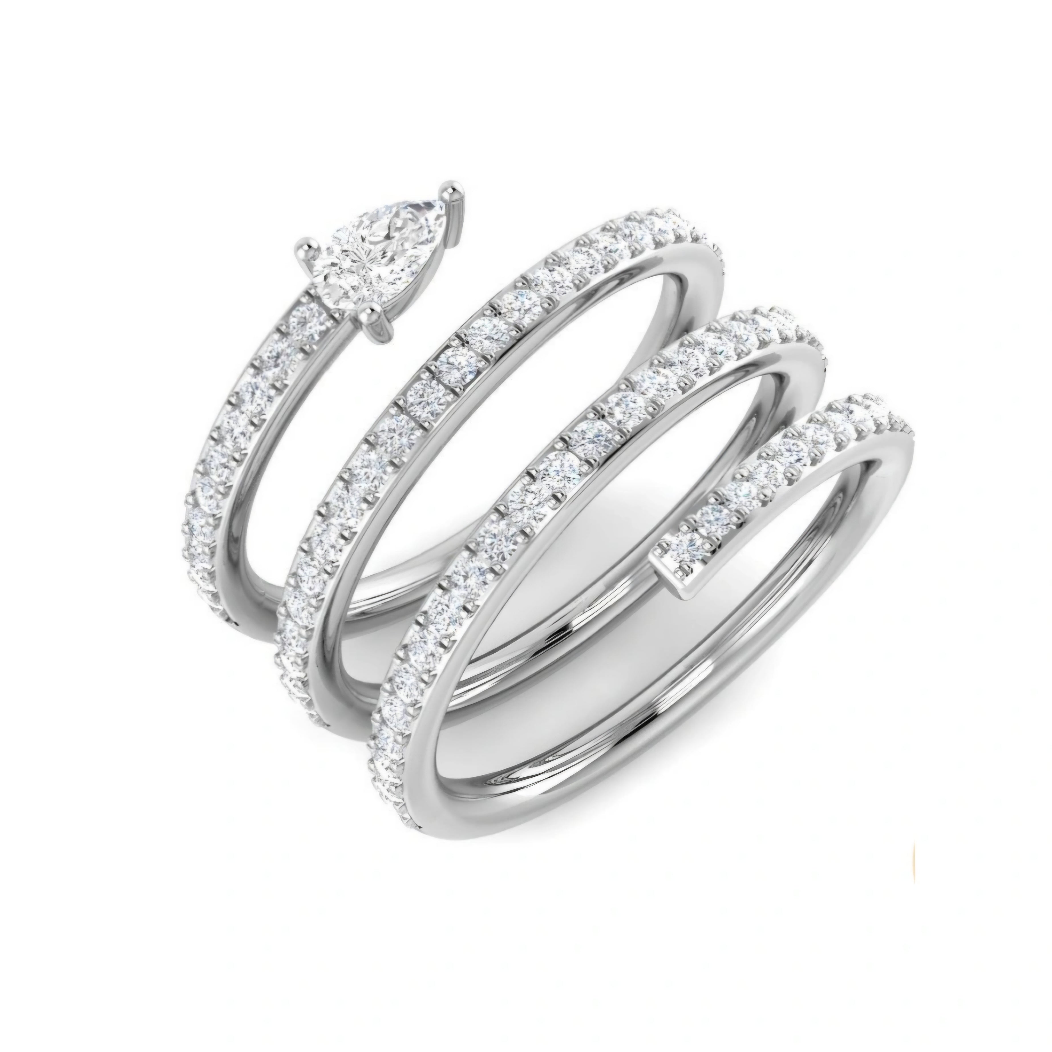 0.75ct Round Lab Grown Diamond Pear Accent Spiral Crossover Ring