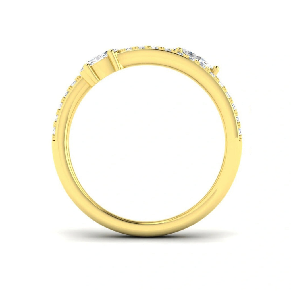 0.90ct Lab Grown Diamond Pear and Oval Accent Spiral Ring