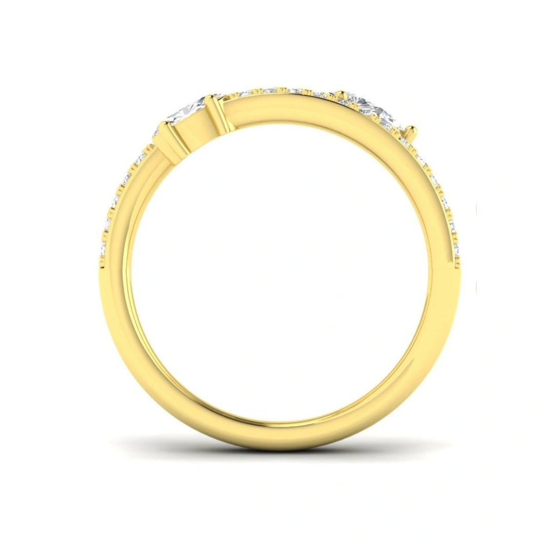 0.90ct Lab Grown Diamond Pear and Oval Accent Spiral Ring