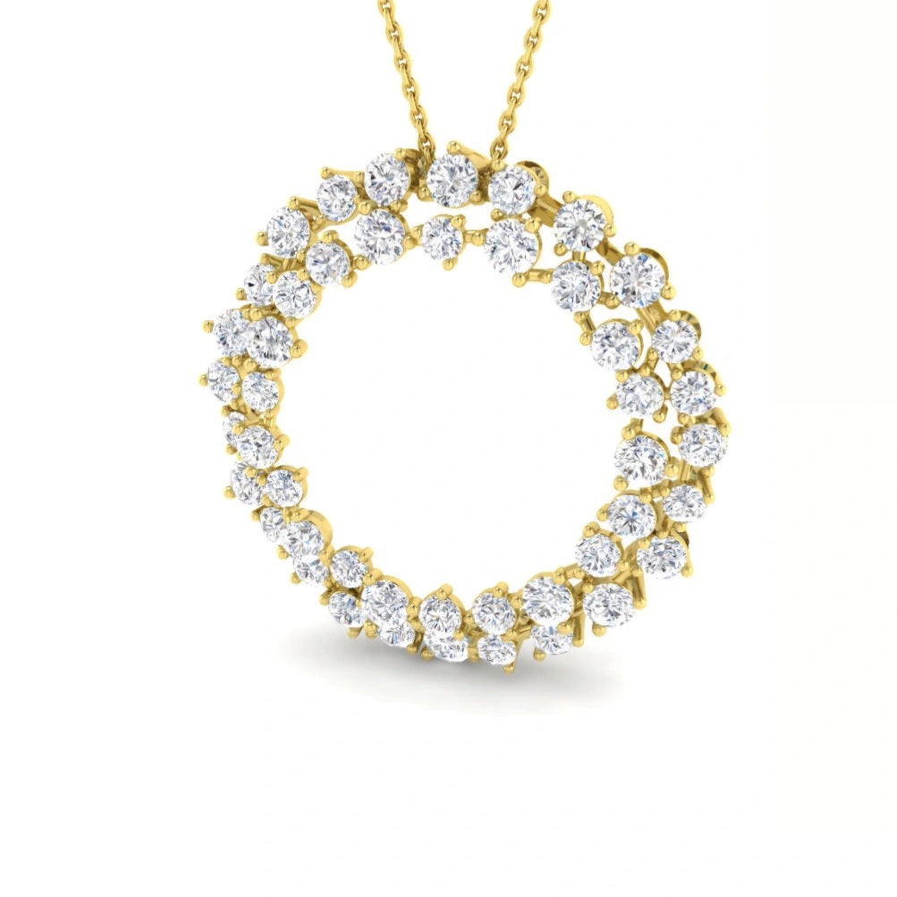 3.00ctw Lab Grown Diamond Scattered Circle Necklace in 9k Gold