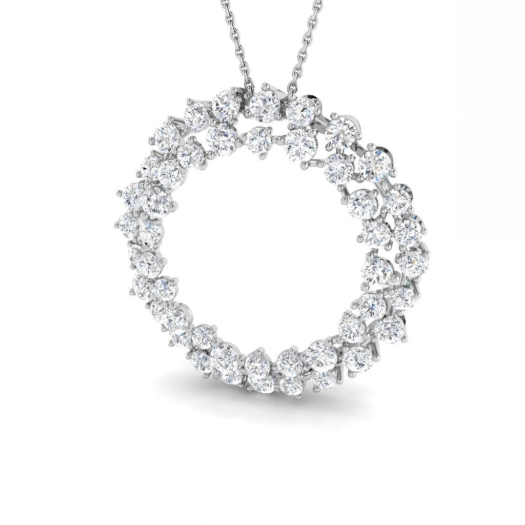 3.00ctw Lab Grown Diamond Scattered Circle Necklace in 9k Gold