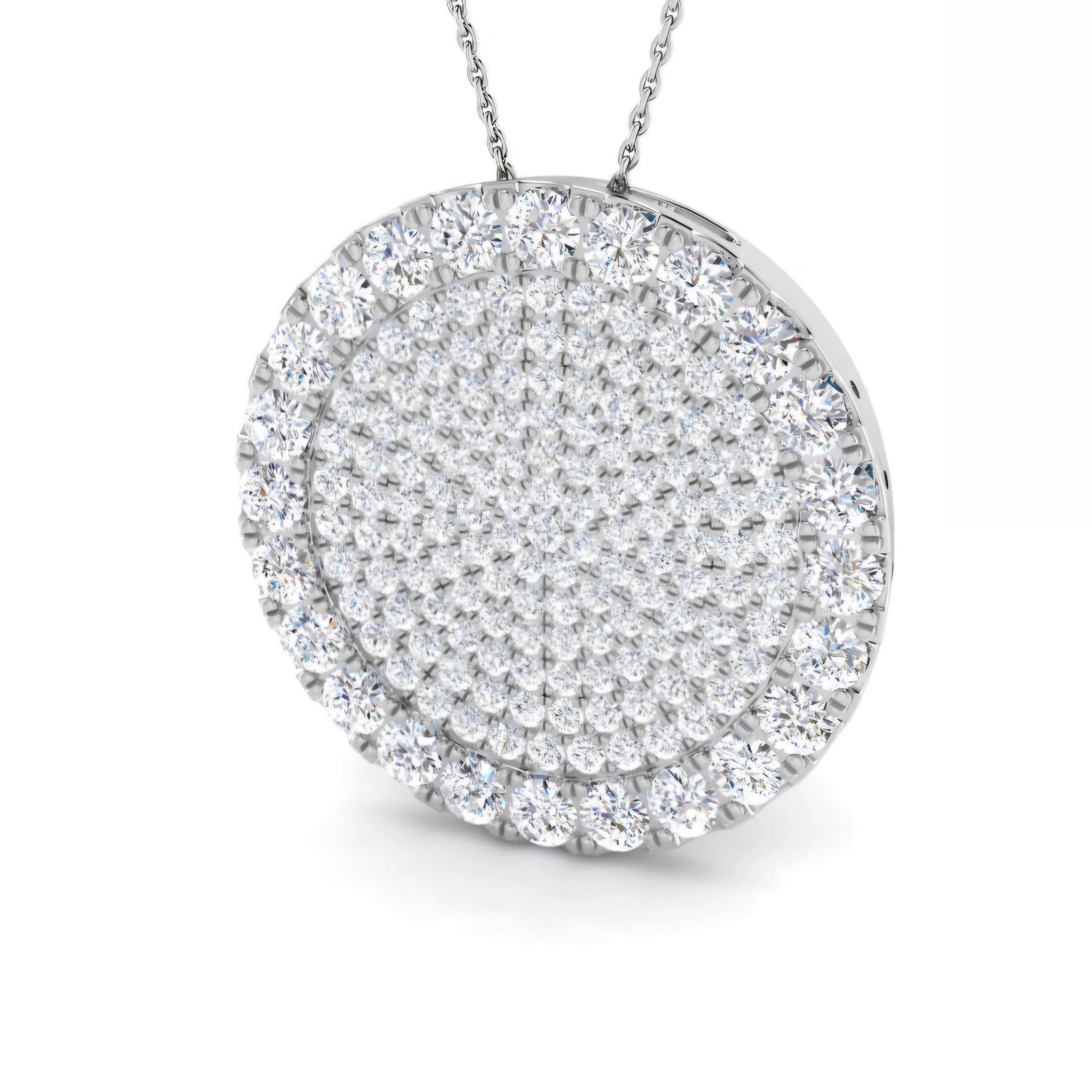 5.40ctw Lab Grown Diamond Disk Necklace in 9k Gold
