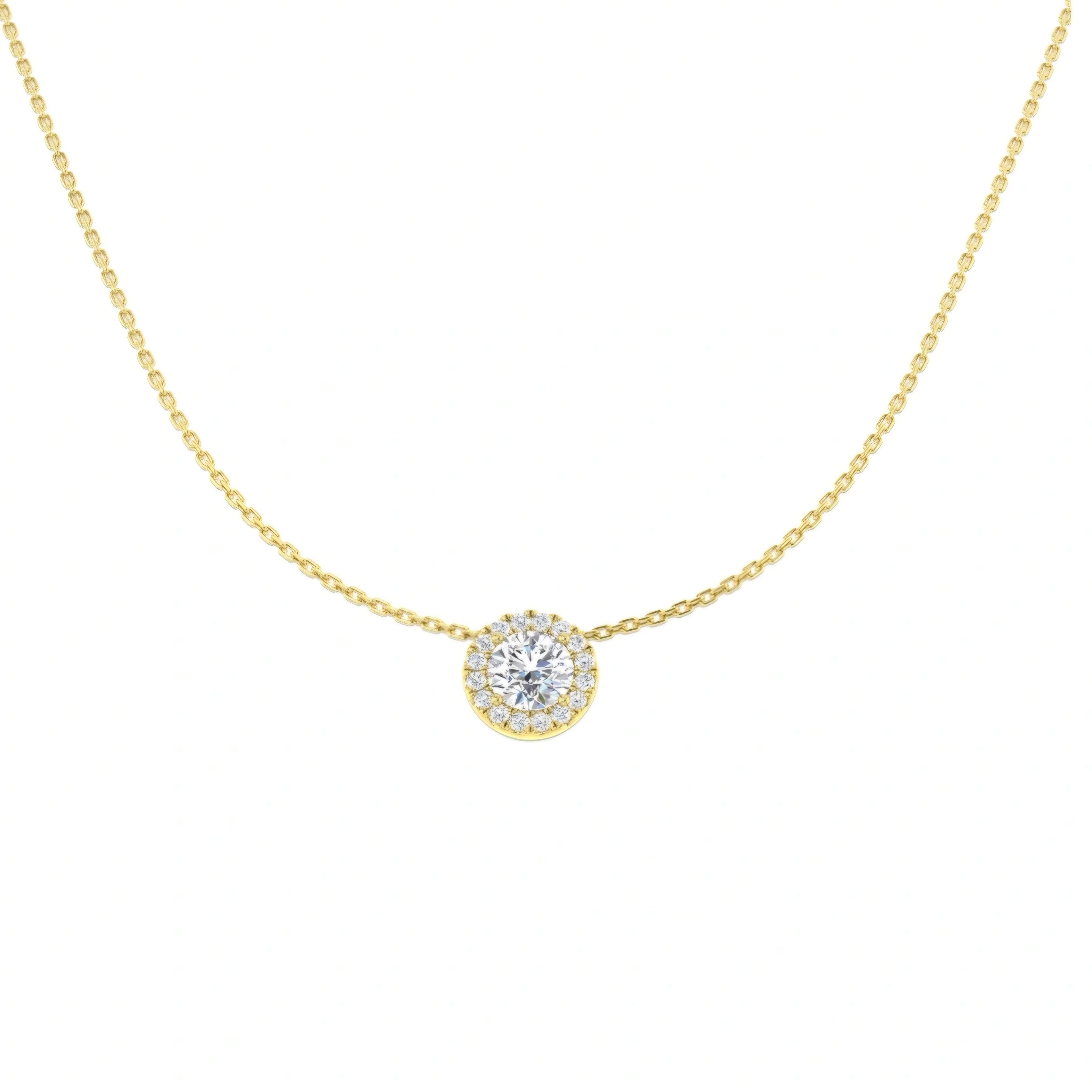 0.67ct Round Halo Lab Grown Diamond Necklace in 9k Gold