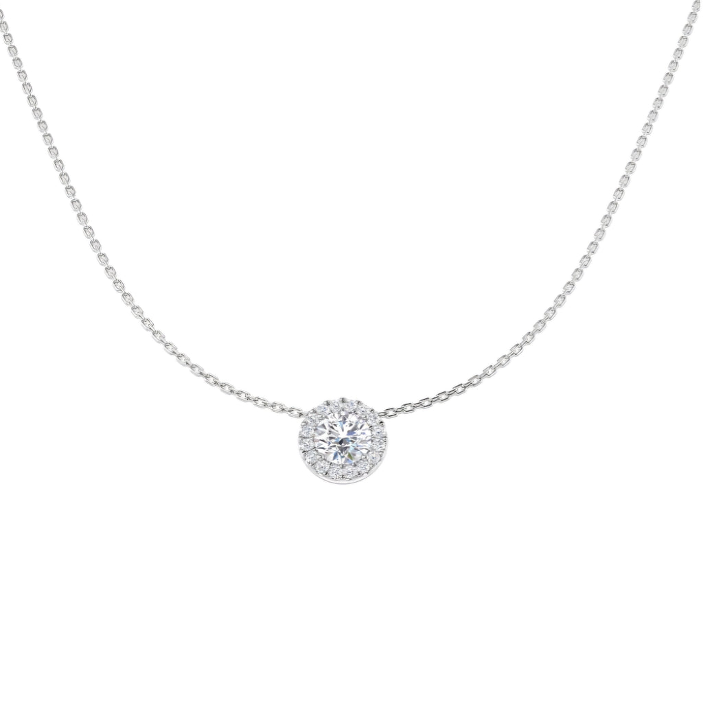 0.67ct Round Halo Lab Grown Diamond Necklace in 9k Gold