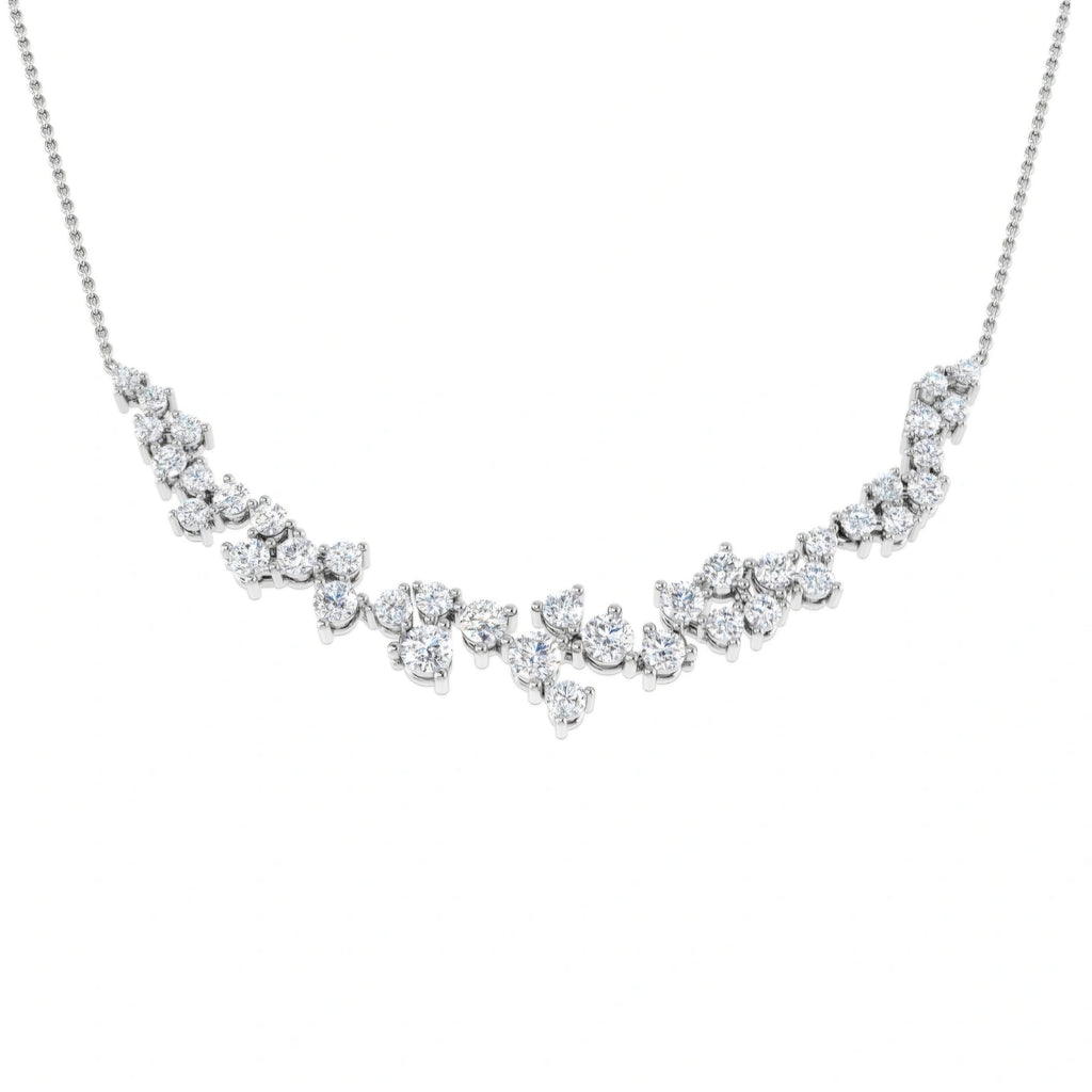 2.57ctw Lab Grown Diamond Round Scattered Curve Necklace in 9k Gold