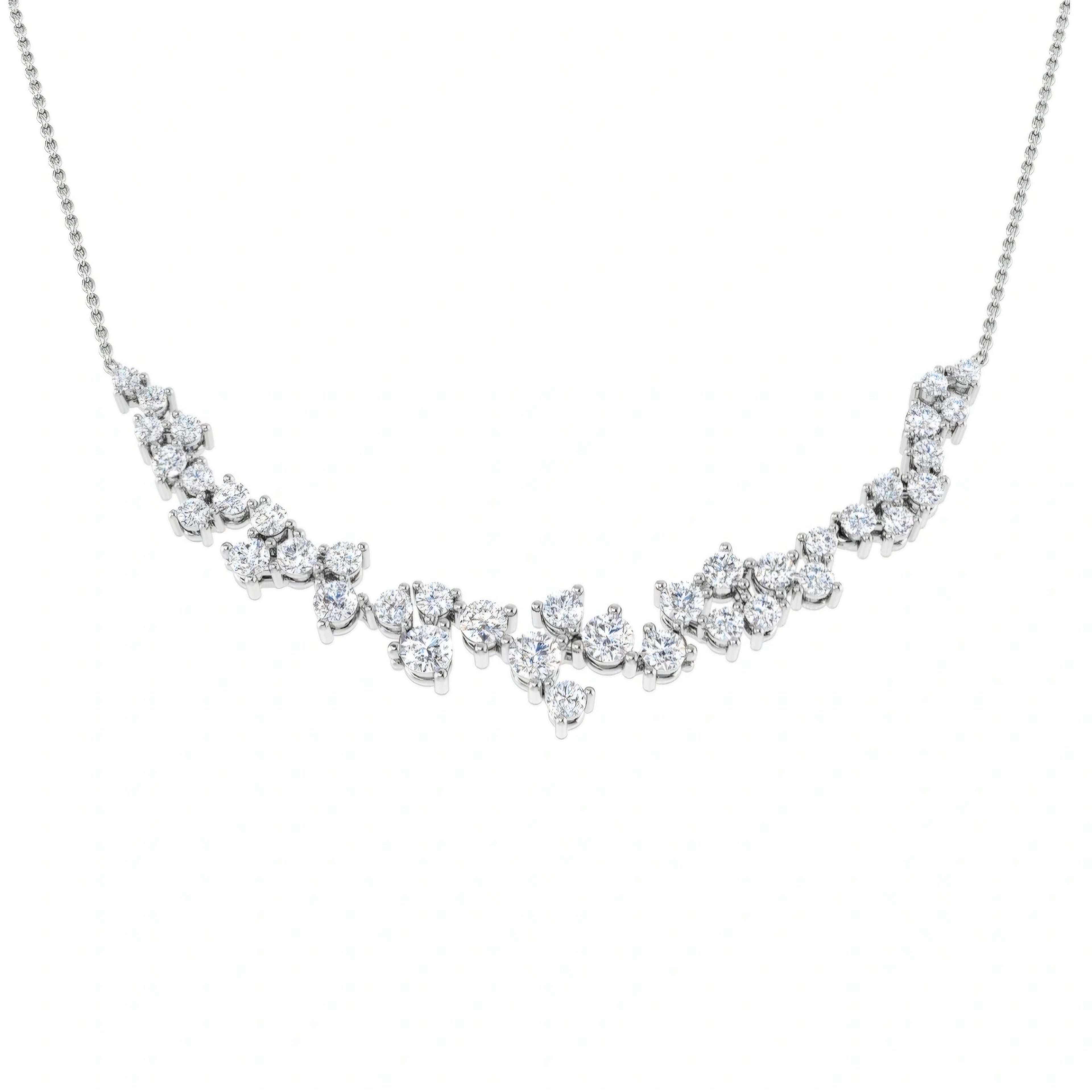 2.57ctw Lab Grown Diamond Round Scattered Curve Necklace in 9k Gold