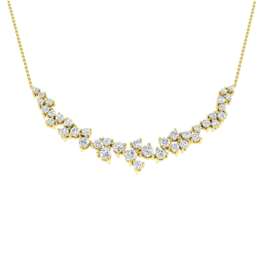 2.57ctw Lab Grown Diamond Round Scattered Curve Necklace in 9k Gold