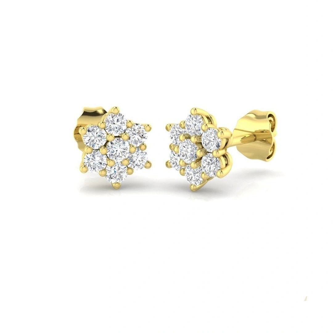 0.88ct Lab Grown Diamond Round Cluster Earrings in 9k Gold