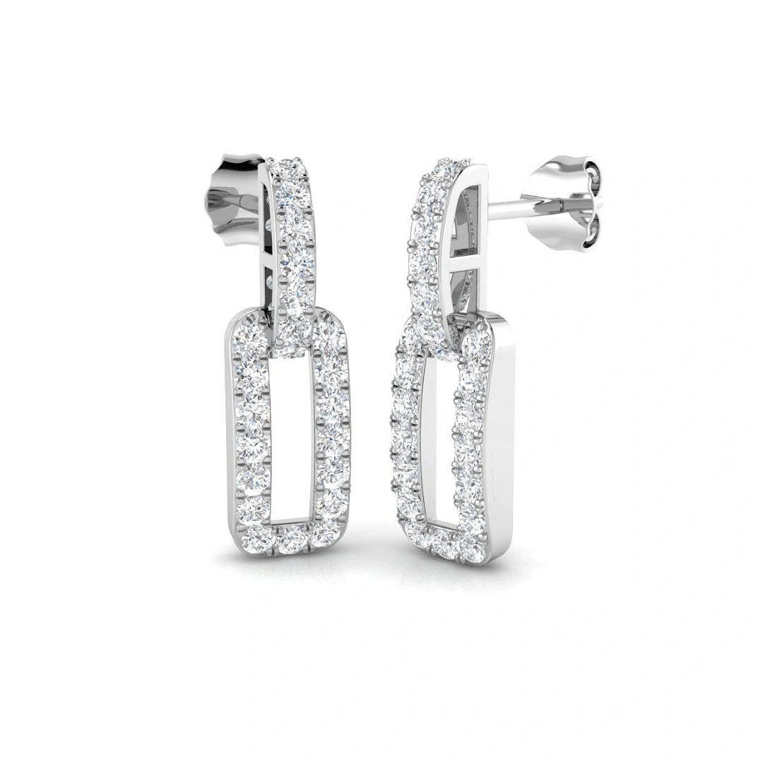 0.70ct Lab Grown Diamond Rectangle Drop Earrings in 9k Gold