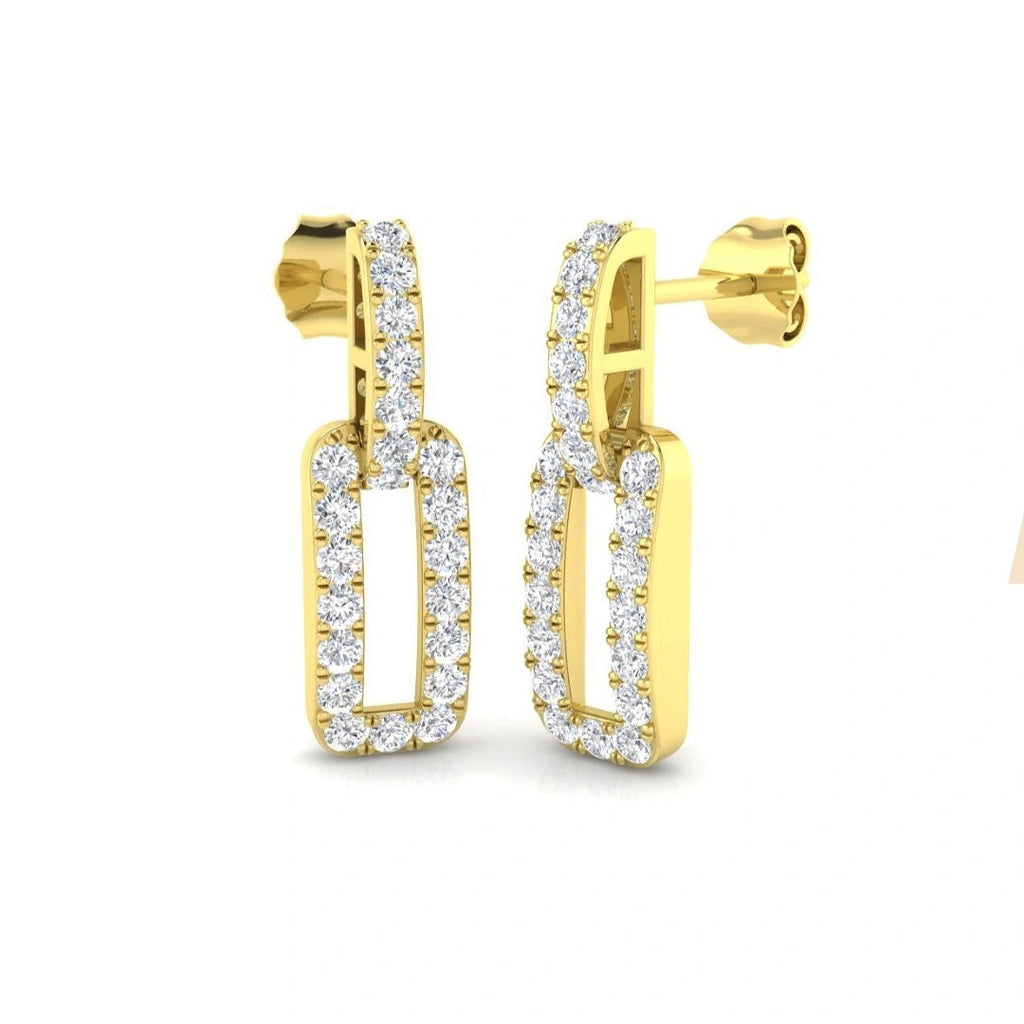 0.70ct Lab Grown Diamond Rectangle Drop Earrings in 9k Gold