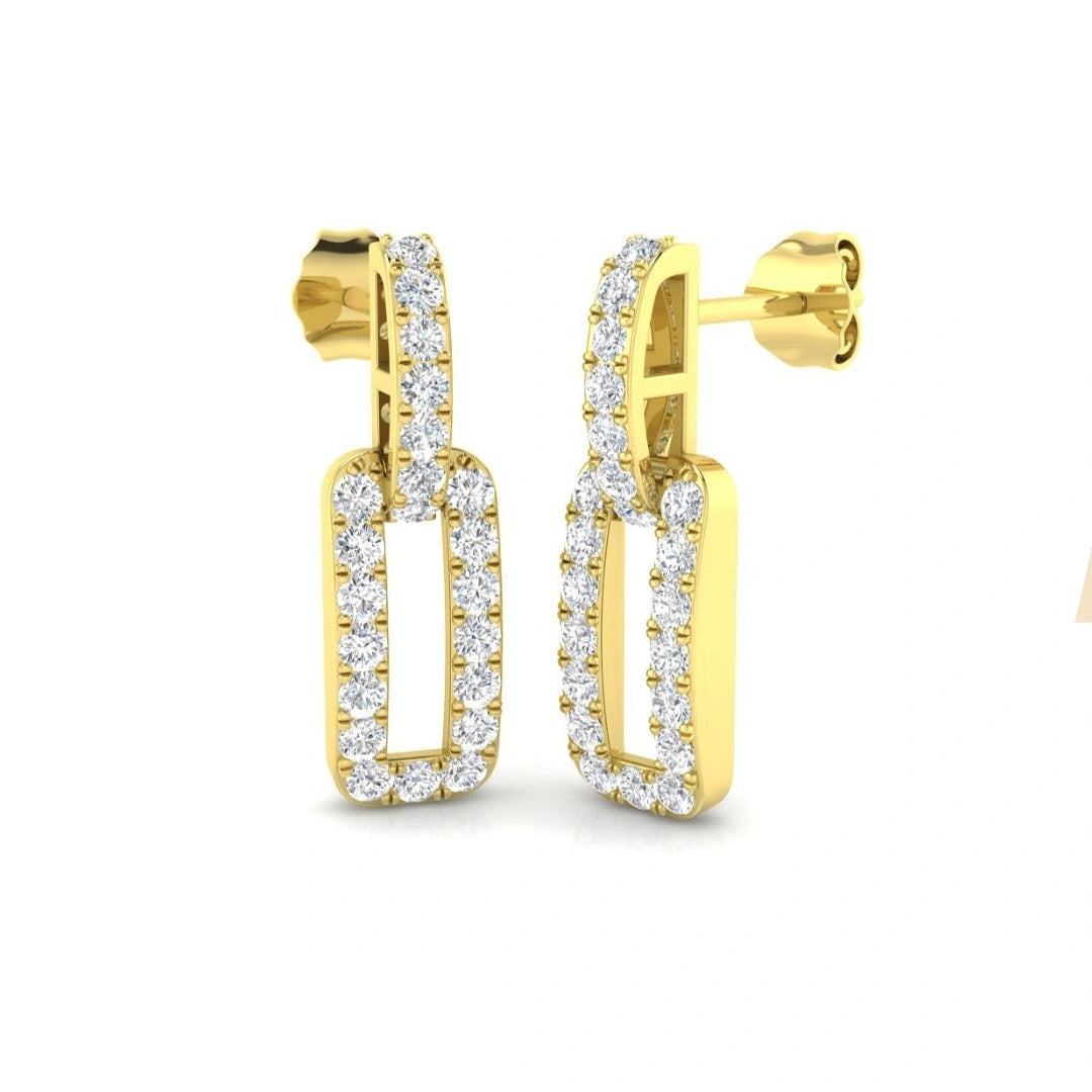 0.70ct Lab Grown Diamond Rectangle Drop Earrings in 9k Gold