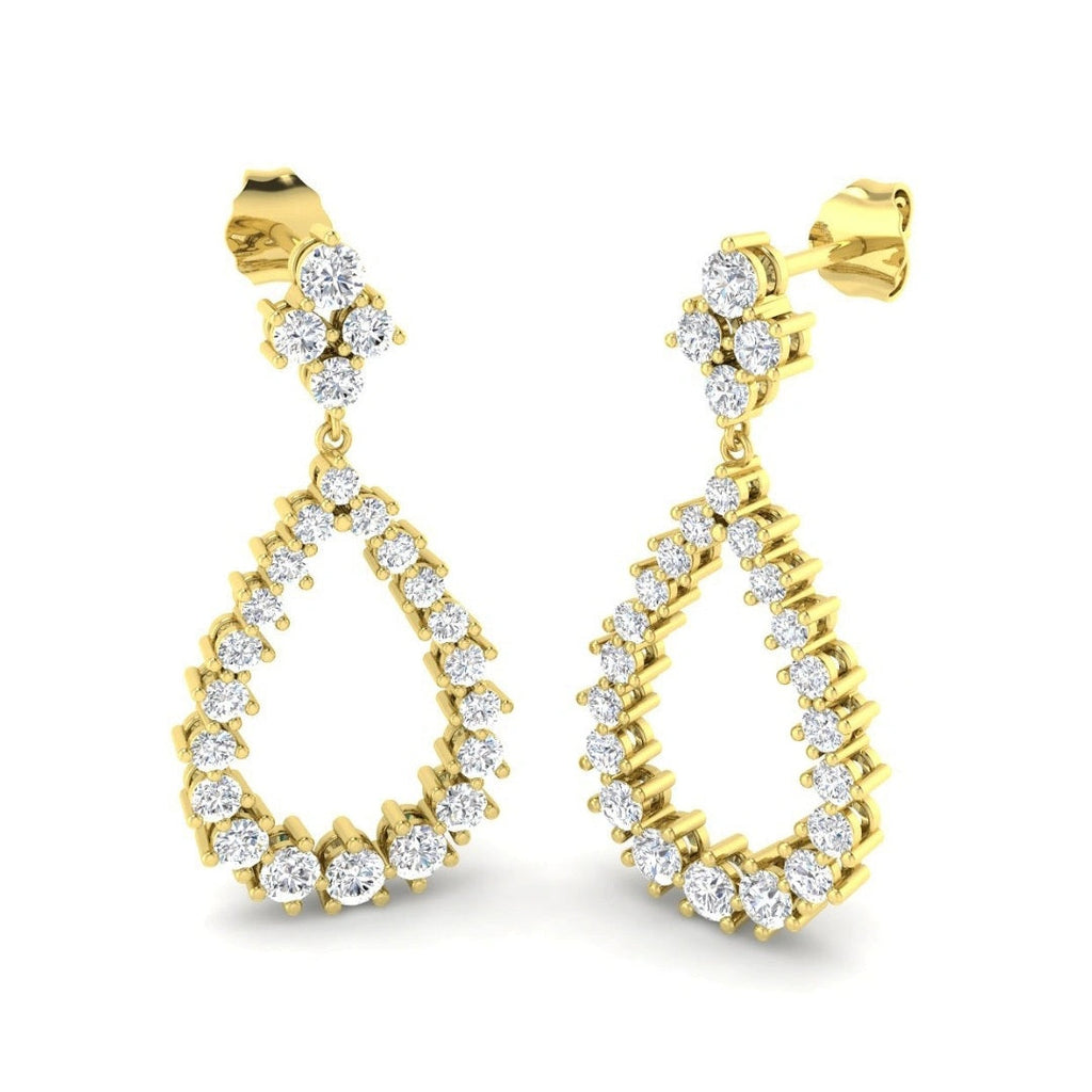 1.70ct Lab Grown Diamond Pear Chandelier Drop Earrings