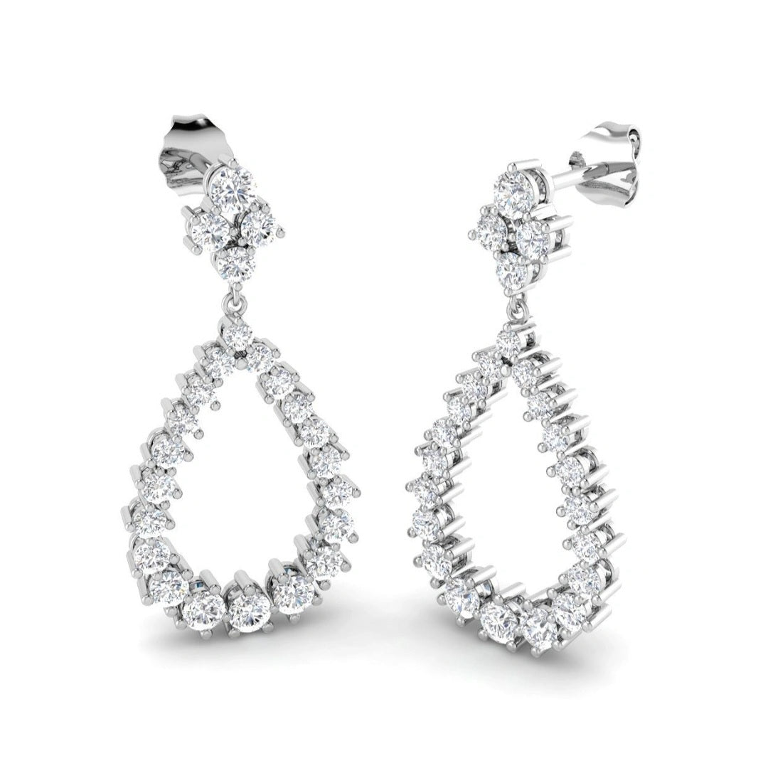 1.70ct Lab Grown Diamond Pear Chandelier Drop Earrings