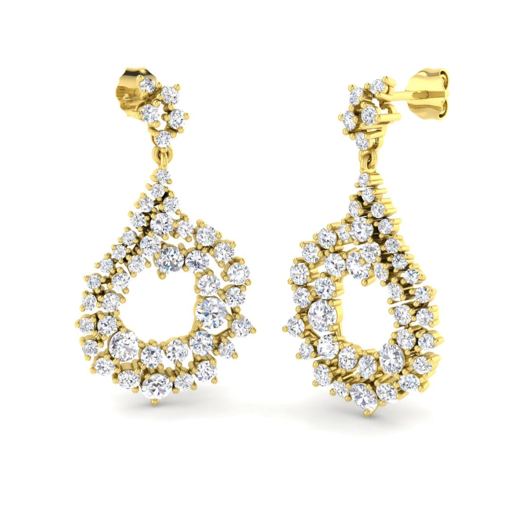 3.15ct Lab Grown Diamond Scattered Chandelier Drop Earrings