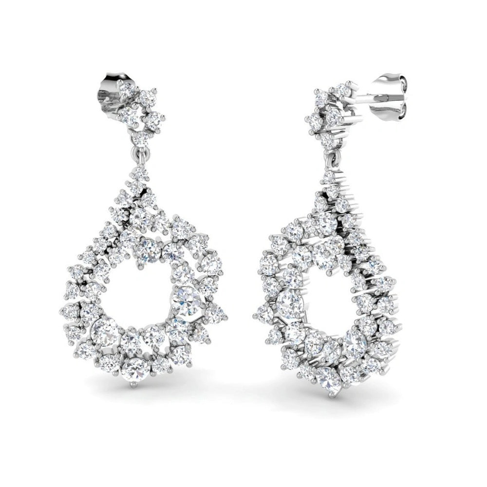 3.15ct Lab Grown Diamond Scattered Chandelier Drop Earrings
