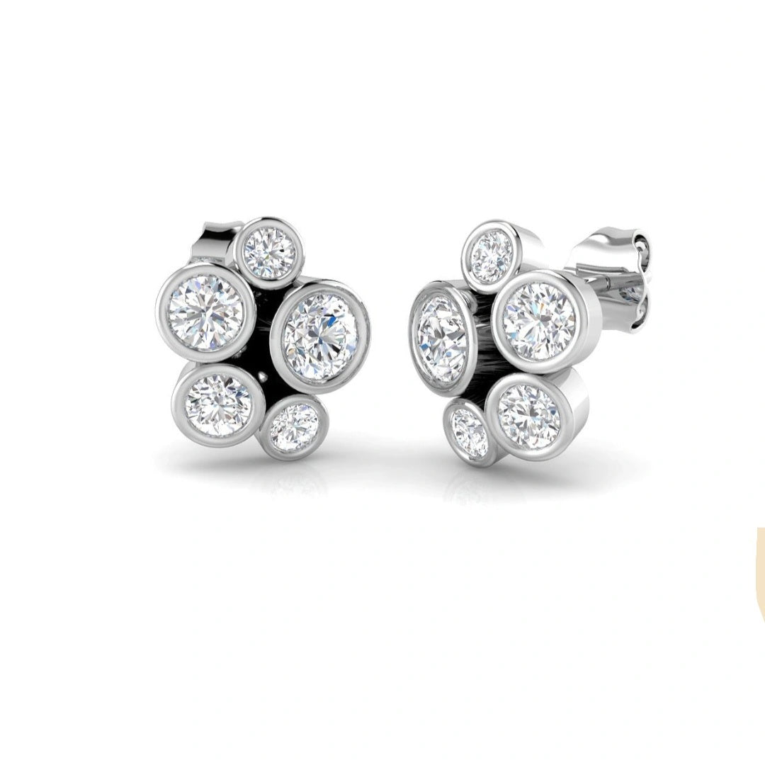 1.13ct Lab Grown Diamond Bubble Earrings in 9k Gold