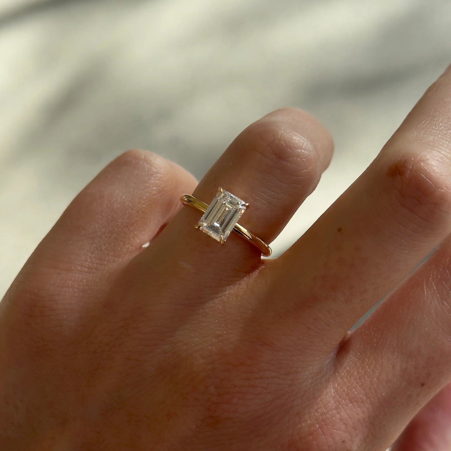 The Emma 1.50ct Emerald cut Lab Grown Diamond Solitaire Engagement Ring