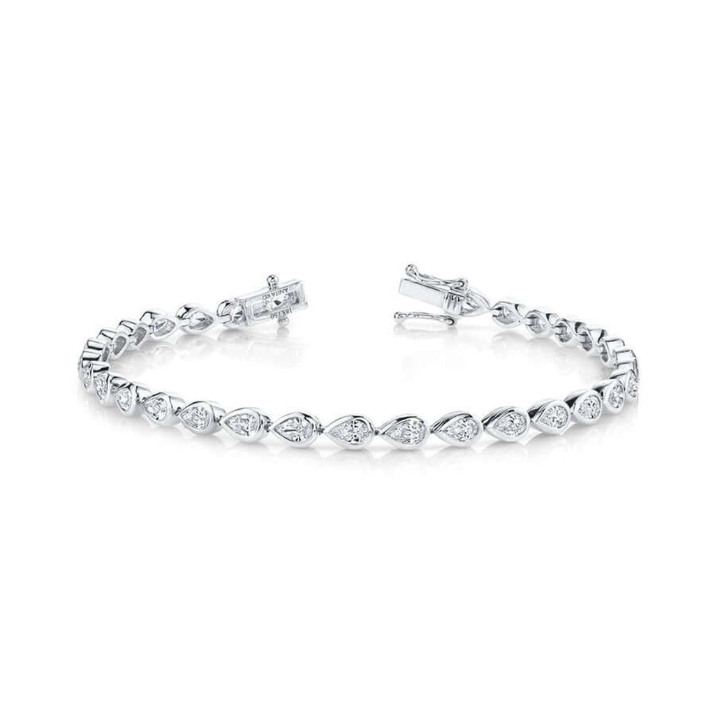 4.00ct Lab Grown Diamond Pear Bezel East-West Tennis Bracelet in 14k Gold