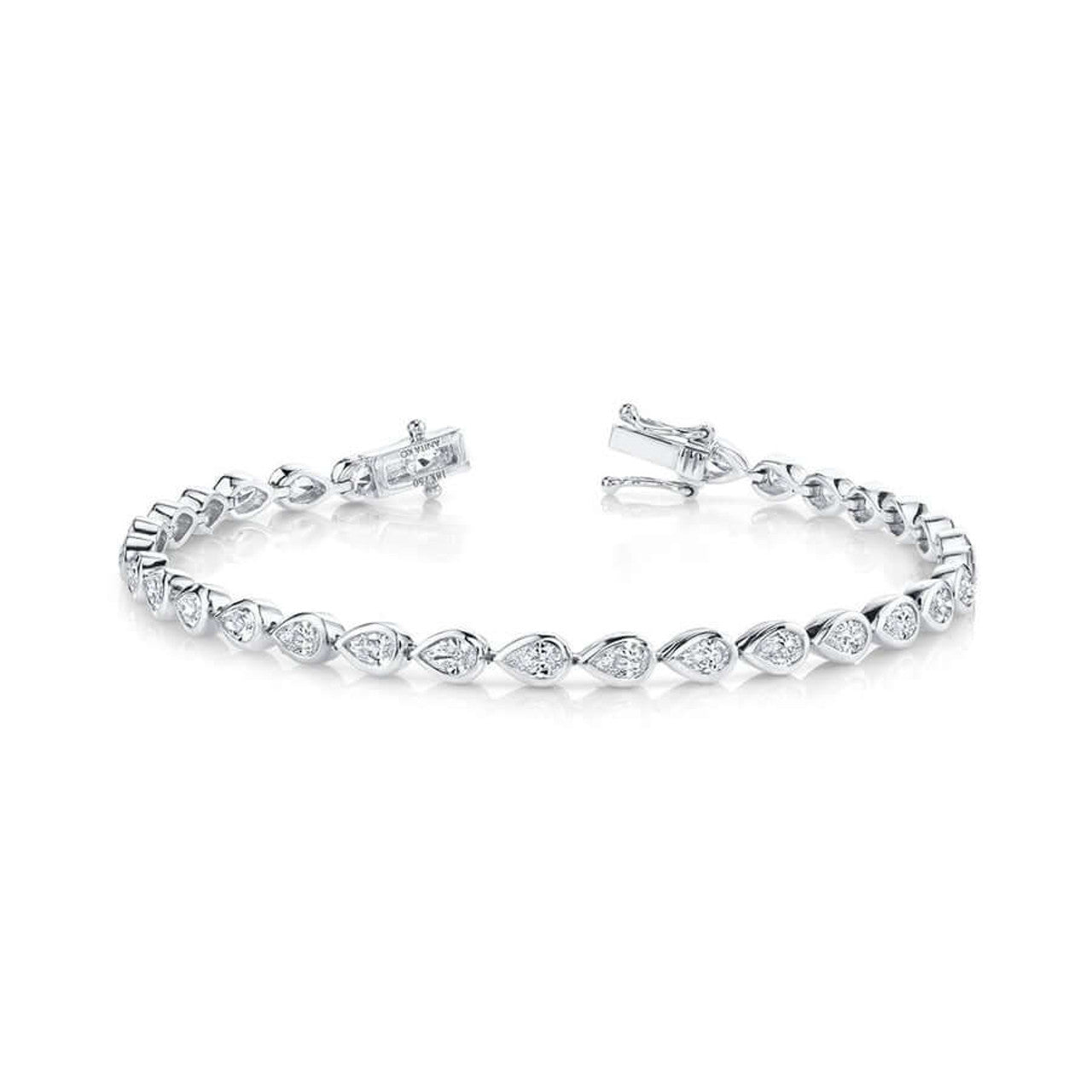 4.00ct Lab Grown Diamond Pear Bezel East-West Tennis Bracelet in 14k Gold