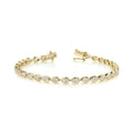 4.00ct Lab Grown Diamond Pear Bezel East-West Tennis Bracelet in 14k Gold