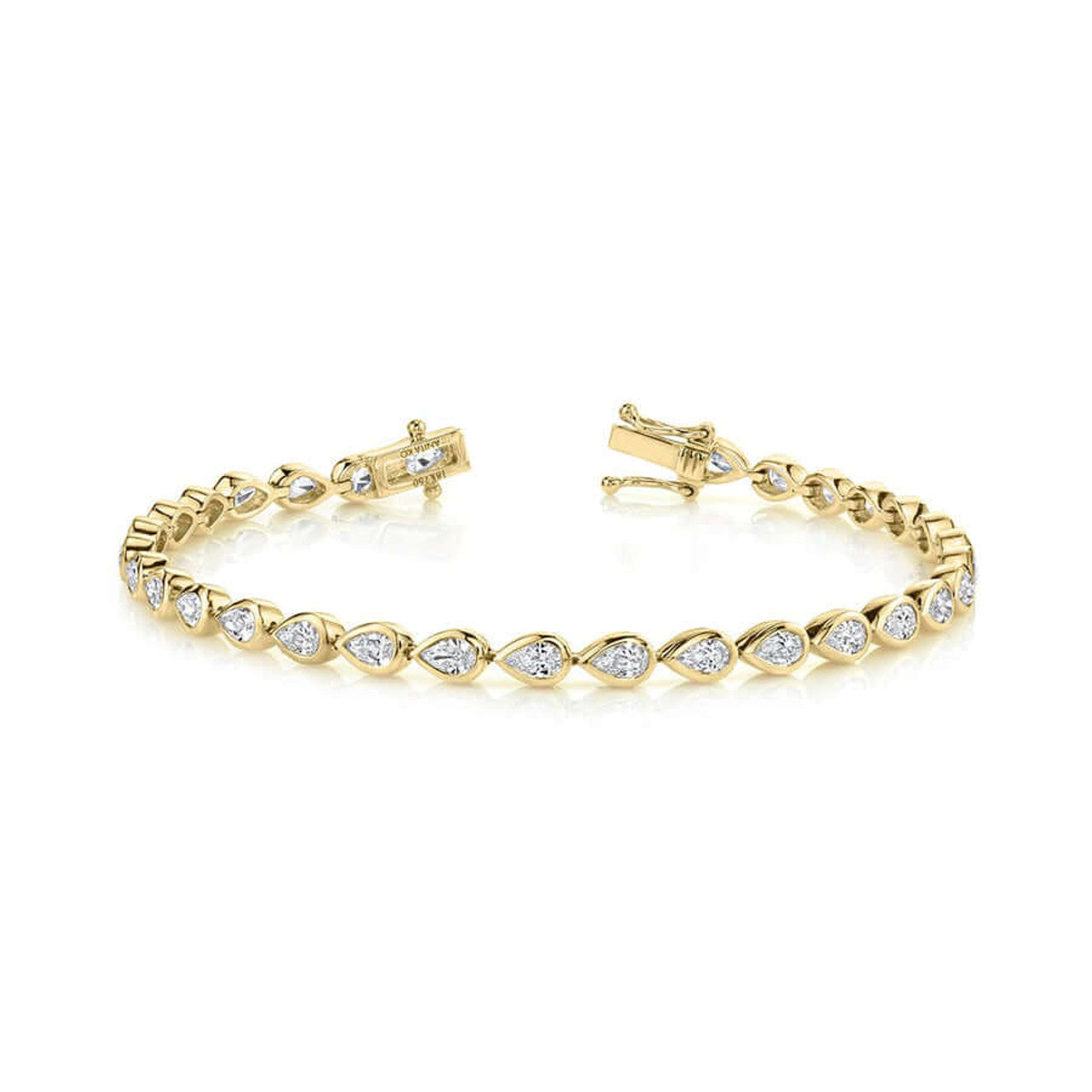 4.00ct Lab Grown Diamond Pear Bezel East-West Tennis Bracelet in 14k Gold