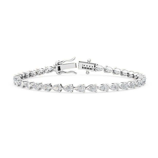 4.50ct Lab Grown Diamond Pear cut East-West Tennis Bracelet in 14k Gold